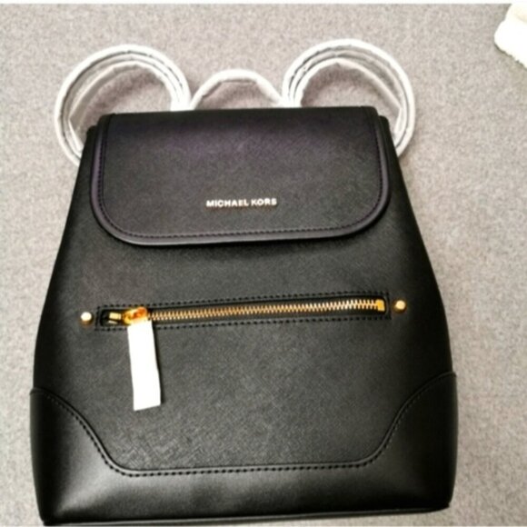 NWT Michael Kors Black Saffiano Leather Tech Friendly Backpack - Picture 2 of 13